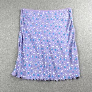 Free People Mini Skirt 12 Purple Blue Ice Combo IRL Ditsy Floral Slip Boho Fairy